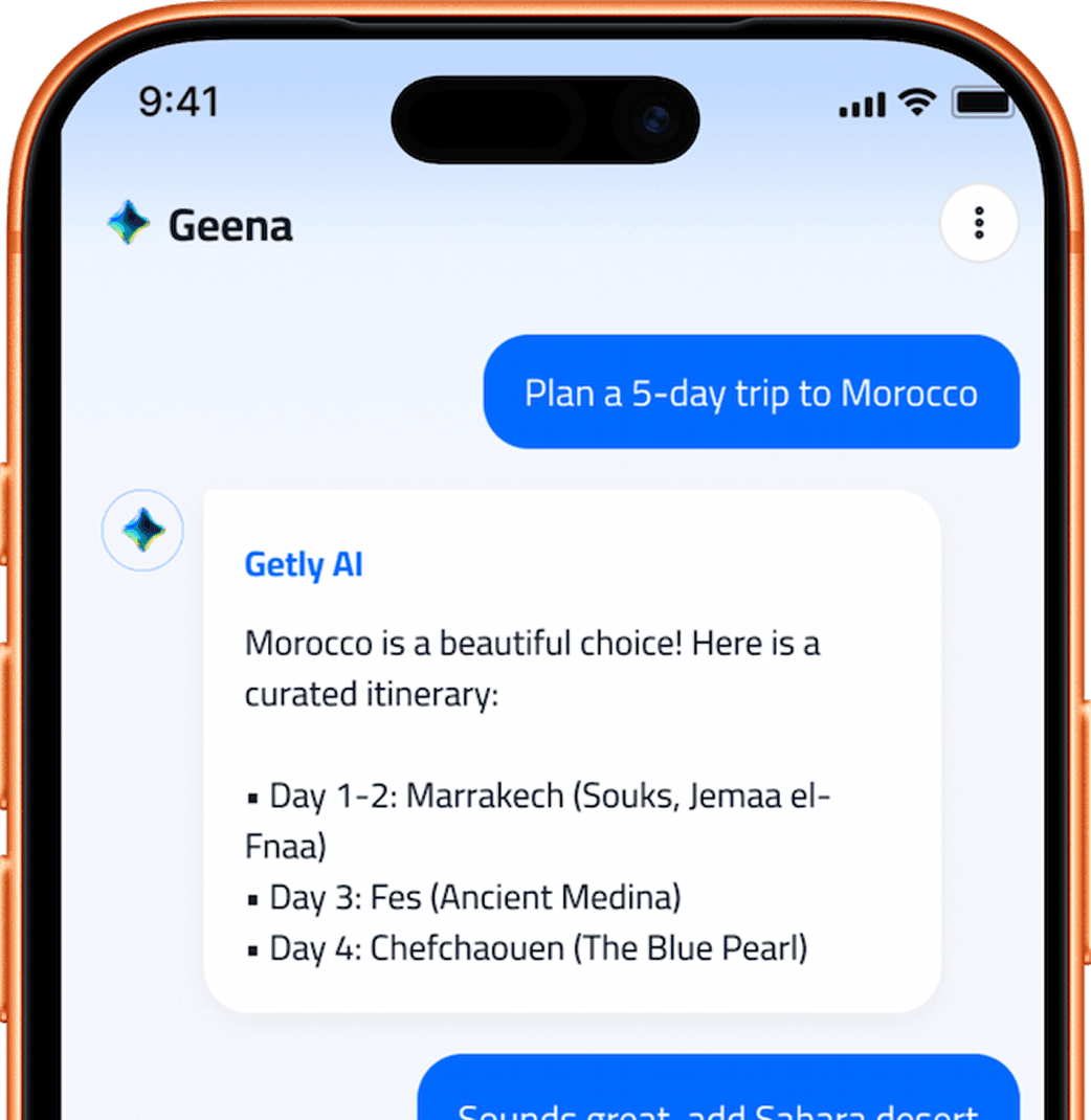 Getly AI planning a trip to Morocco